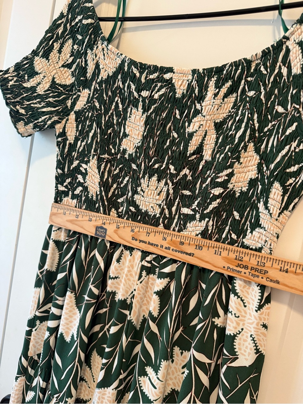 Baltic Born | Becca Smocked Maxi Dress | Off-Shoulder Green Floral | Size XL - Picture 8 of 9